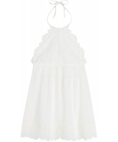 Womens Lady Sheer Lace and Tulle Babydoll - Ivory - 2127 - Powder White - CC1960R8L82 $66.25 Baby Dolls & Chemises