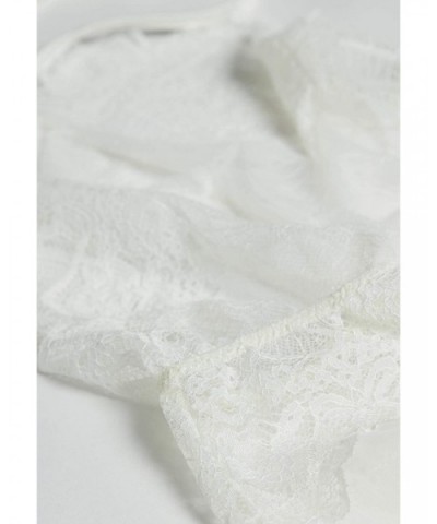 Womens Lady Sheer Lace and Tulle Babydoll - Ivory - 2127 - Powder White - CC1960R8L82 $66.25 Baby Dolls & Chemises