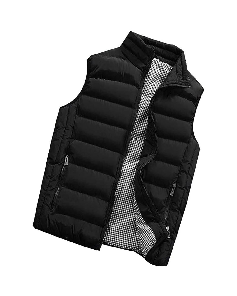 Men's Autumn Winter Full Zip Lightweight Water-Resistant Packable Puffer Vest - Black - CX19546YG9C $39.50 Undershirts