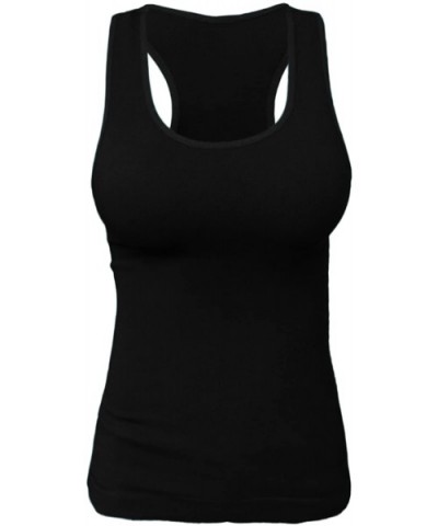 Rib Racerback Tank Top Camisole One Size - Black - CI11MV9MHW9 $16.16 Camisoles & Tanks