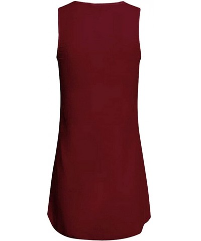 Women's Sleeveless Solid V-Neck Zipper Casual Tunic Tank Tops Vest High Low Hem Blouse Tee Shirts - Wine - C618NULSTLM $19.29...