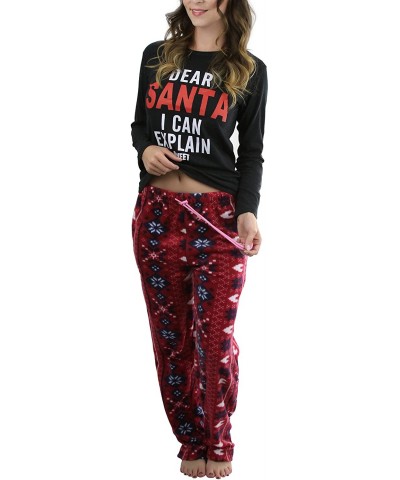 Women's Top with Text and Drawstring Bottom Pajama Set - Dear Santa I Can Explain - C112N26CY8W $26.86 Sets