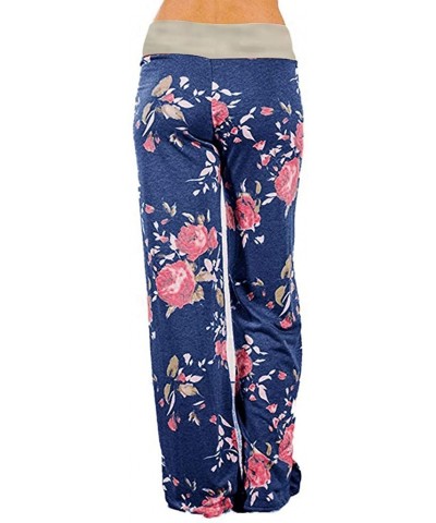 Wide Leg Lounge Pants Womens Comfy Stretch Floral Print Drawstring Palazzo Yoga Pajama - Floral Gray - CE196093S2Z $28.71 Bot...