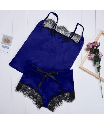 Open Back Lingerie Lace Babydoll Sleepwear Plus Size Deep V Lingerie Teddy Bodysuit Clubwear Nightwear - Blue - C818WGAN2Q6 $...