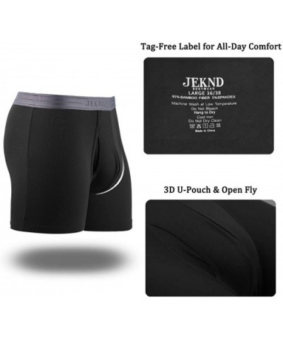 4 Pack Man's Boxer Briefs- Bamboo Rayon Breathable Underwear- Soft Stretch Trunks - 1black+1dark-gray+1gray+1blue - C818O2C6N...