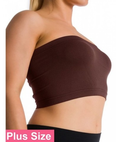 Plus Size Seamless Strapless Bandeau Bra Tube Top Sports Bra Yoga XL 1X 2X 3X 4X (no Padded) - Brown - C4185U77ENQ $12.34 Cam...