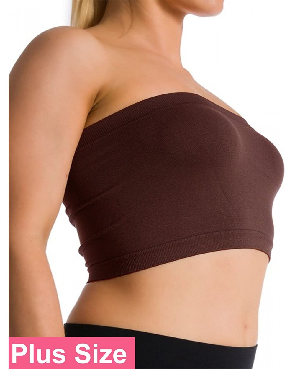 Plus Size Seamless Strapless Bandeau Bra Tube Top Sports Bra Yoga XL 1X 2X 3X 4X (no Padded) - Brown - C4185U77ENQ $12.34 Cam...