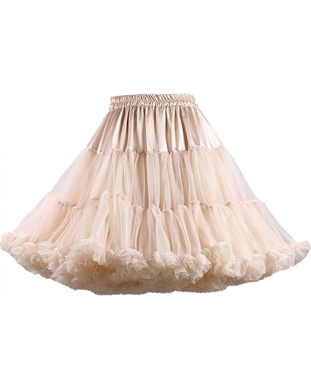 Women's A Line Ruffle Tutu Petticoats Candy Color Puff Crinoline - Champagne - CC12L8I9TKV $32.05 Slips