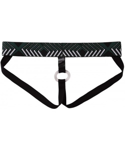Men's Mid Rise Elastic Wide Waistband Jockstraps Open Butt Thong Briefs Underwear - Dark Green - C7190OU5YYK $18.57 G-Strings...