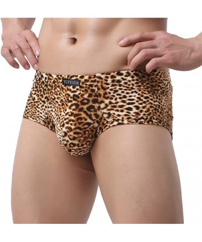 Men's Boxer Briefs Low Rise Sexy Leopard Print Underwear Man Shorts Underpants - Boxer Briefs (Yellow) - CL120SM03WL $12.99 B...