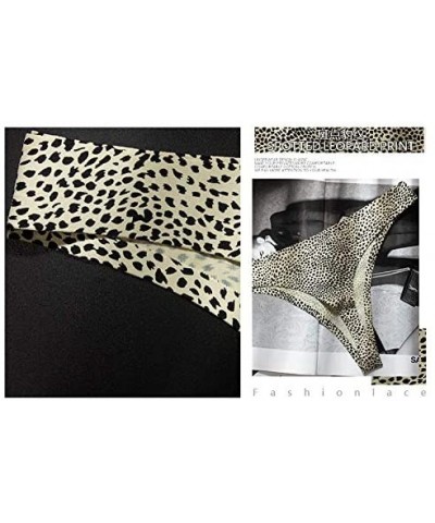 3 Packs Lingerie Leopard Pattern ice Silk Printing Low Waist one-Piece Seamless Women's Briefs Thong T Pants Underwear - Spot...