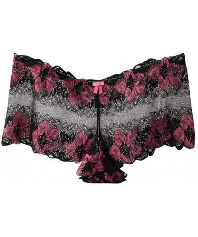 Boyshort Panties Women Sexy Lingerie Lace Brief Underpant Sleepwear Underwear M-4XL - Black - CY195H2UMYZ $14.30 Panties