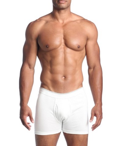 Men's 2-Pack Comfort Soft Cotton Boxer Brief - White/White - CL187GMDEIO $28.89 Boxer Briefs