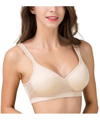 Women's Mulberry Silk Wire Free Push-Up Seamless Bra Bralette Cup Soft Wireless Hook Up Bra - Light Beige-hook - CQ18E4SZDCZ ...