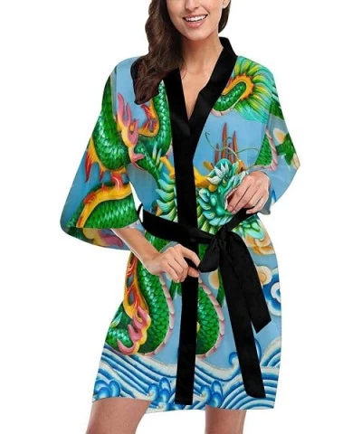 Custom Black&White Marble Geometric Women Kimono Robes Beach Cover Up for Parties Wedding (XS-2XL) - Multi 4 - C5194TEC7WW $7...