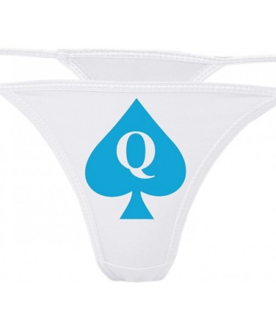 Queen of Spades White Thong Underwear - QofS Panties for BBC Lovers - Q of S Hot Wife - Sky Blue - C8187KL733W $21.38 Panties