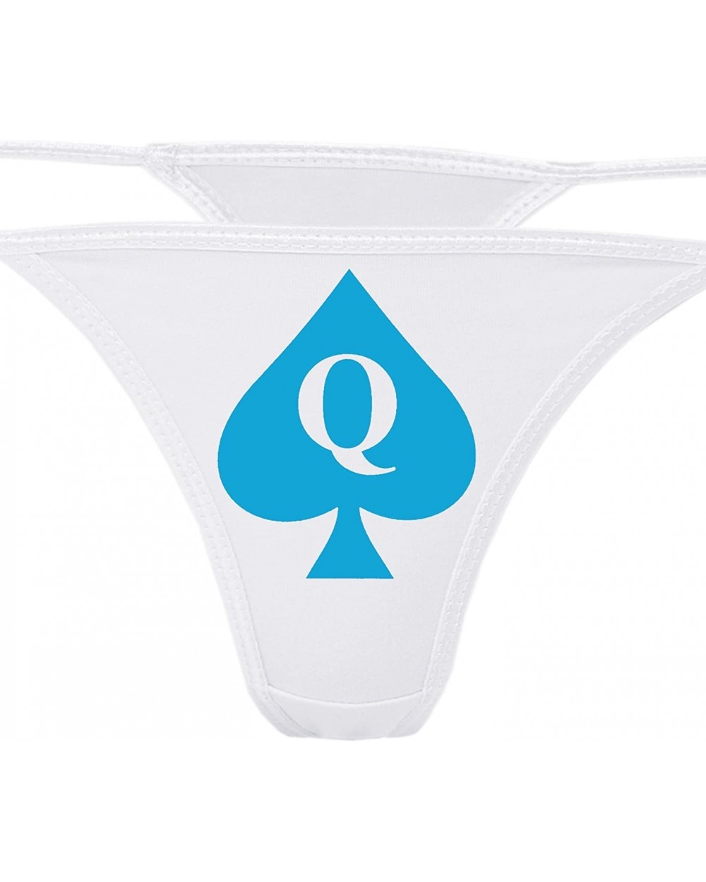 Queen of Spades White Thong Underwear - QofS Panties for BBC Lovers - Q of S Hot Wife - Sky Blue - C8187KL733W $21.38 Panties