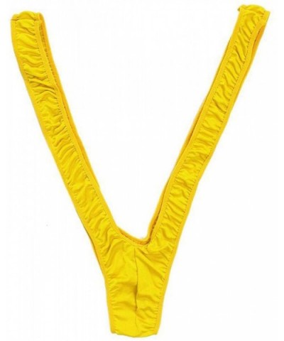 Men Lingerie Shoulder Ss One-Piece V Sling Stretch Singlet Bodysuit - Yellow - C2198A5KW0T $46.11 G-Strings & Thongs