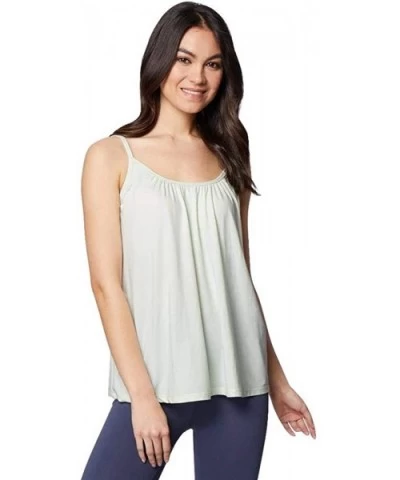 Cool Womens Shirred Flowly Relaxed Lounge Built-in Cups Shelf Bra Tank Cami - Melon Drop - CG19CC906DL $48.79 Camisoles & Tanks