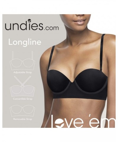 Women's Convertible Adjustable Long Line Bra with Underwire and Molded Cups Single - Cocoa - CB18369D2SR $23.50 Bras