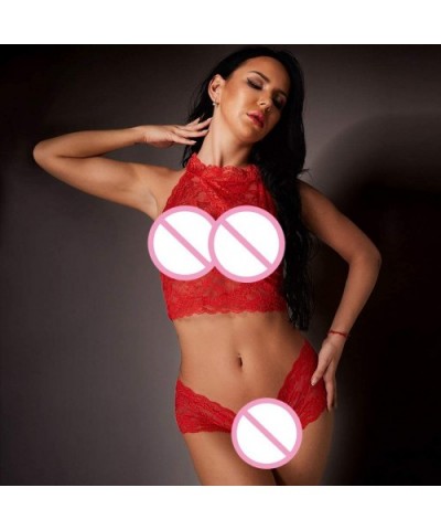 Lace Lingerie for Girlfriend Sleepwear Sleeveless Sex Nightwear Underwear Clubwear Underpants Babydoll Pajama WEI MOLO - Red ...