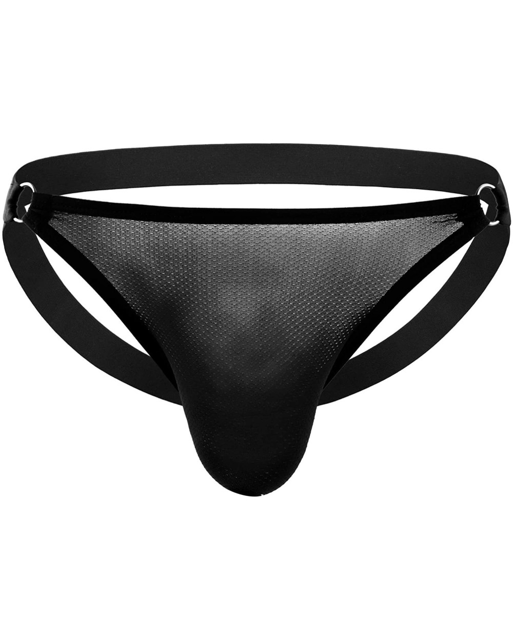 Men's Nylon Mesh Underwear Stretch Hip Briefs Low Rise Panties Bikini Underwear - Black - CT190O0TZIN $17.87 Briefs