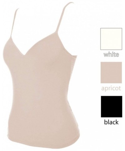 3 Pcs Women's V-Neck Adjustable Strap Modal Camisole Tank Top with Built in Bra - Apricot/Black/White - CP18L64OT35 $38.97 Ca...