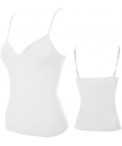 3 Pcs Women's V-Neck Adjustable Strap Modal Camisole Tank Top with Built in Bra - Apricot/Black/White - CP18L64OT35 $38.97 Ca...