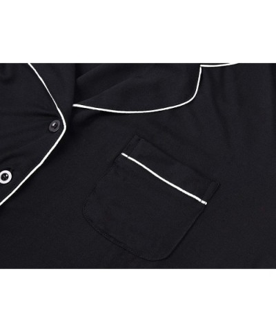 Pajamas for Women Long Sleeve Sleepwear Button Down Nightwear Soft Pj Lounge Sets - Black - C718RSQITZW $41.72 Sets