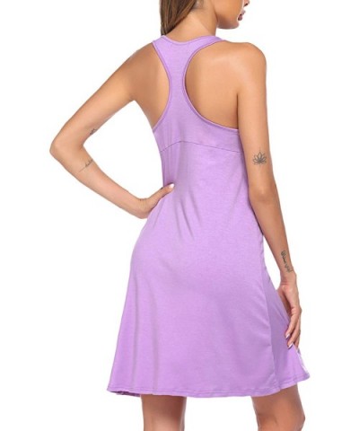 Sexy Sleepwear for Women Tank Nightgown Chemise Racerback Sleeveless Sleep Dress - Light Purple - CD19CGQUAQ7 $28.13 Nightgow...