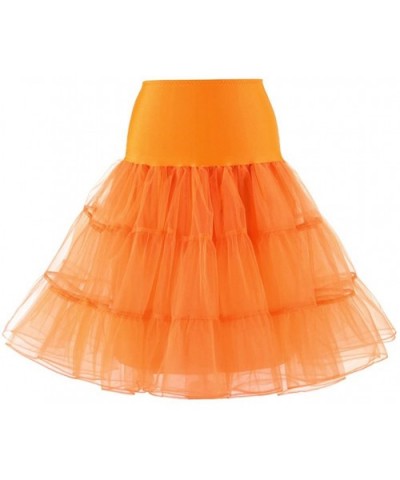 Women's 50S Vintage Tulle Petticoat Half Slip Tutu Underskirt 27" - Orange - C118NE70NX0 $19.05 Slips