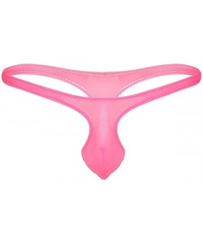 Mens Low Rise Breathable Bulge Pouch Bikini G-String T-Back Underwear Thongs - Pink - CG18GDIGERL $19.74 G-Strings & Thongs