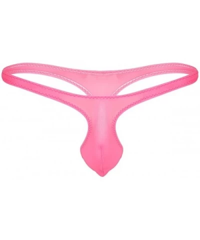 Mens Low Rise Breathable Bulge Pouch Bikini G-String T-Back Underwear Thongs - Pink - CG18GDIGERL $19.74 G-Strings & Thongs