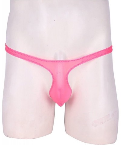 Mens Low Rise Breathable Bulge Pouch Bikini G-String T-Back Underwear Thongs - Pink - CG18GDIGERL $19.74 G-Strings & Thongs