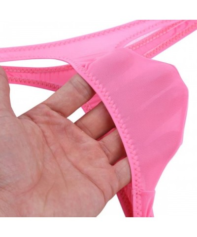 Mens Low Rise Breathable Bulge Pouch Bikini G-String T-Back Underwear Thongs - Pink - CG18GDIGERL $19.74 G-Strings & Thongs