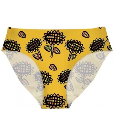 Women's Sunflower Print Breathable Hipster Underwear Brief Cool Strech Comfortable Bikini Panty - Sunflower C - CM199XEOUEG $...