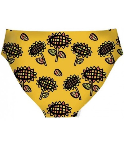 Women's Sunflower Print Breathable Hipster Underwear Brief Cool Strech Comfortable Bikini Panty - Sunflower C - CM199XEOUEG $...