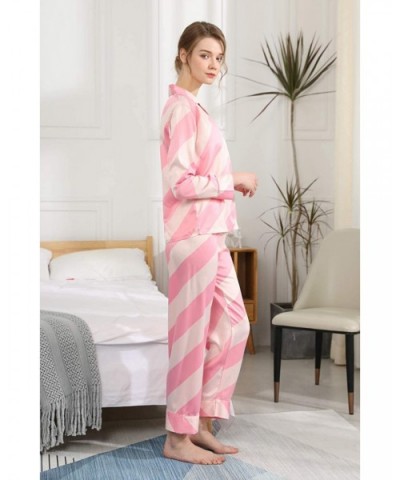 Women's Pajamas Set Long Sleeve 2 Piece Sleepwear Soft Ladies Button Down Nightwear Loungewear Pjs Sets XS-M - Pink Stripe - ...