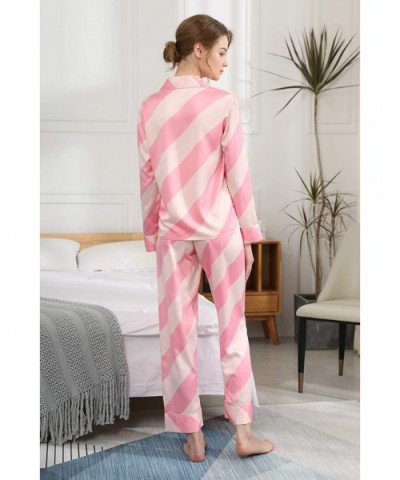 Women's Pajamas Set Long Sleeve 2 Piece Sleepwear Soft Ladies Button Down Nightwear Loungewear Pjs Sets XS-M - Pink Stripe - ...