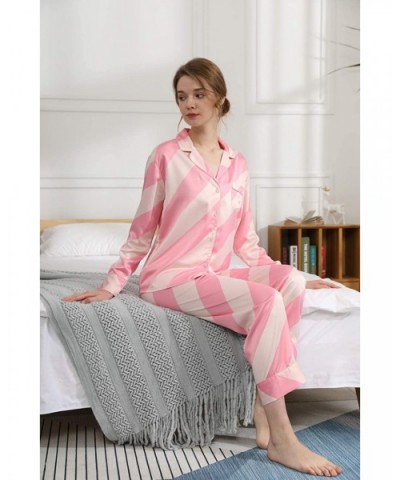 Women's Pajamas Set Long Sleeve 2 Piece Sleepwear Soft Ladies Button Down Nightwear Loungewear Pjs Sets XS-M - Pink Stripe - ...