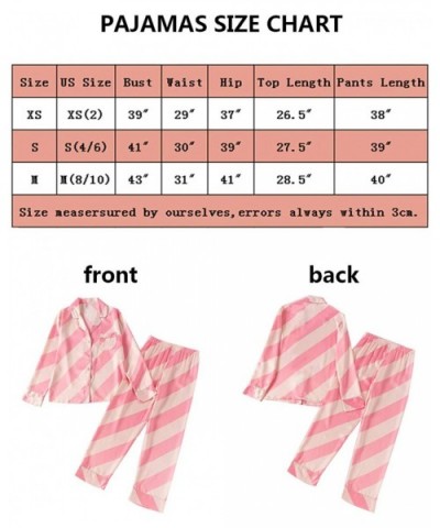 Women's Pajamas Set Long Sleeve 2 Piece Sleepwear Soft Ladies Button Down Nightwear Loungewear Pjs Sets XS-M - Pink Stripe - ...