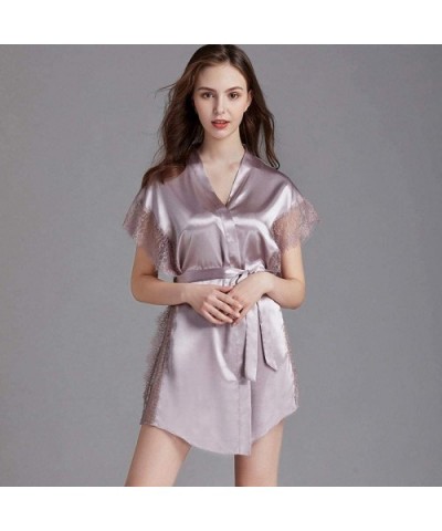 Ladies Nightgown Summer Silk Nightgown-Lotus Root_M - CK199QU4T4S $51.34 Nightgowns & Sleepshirts