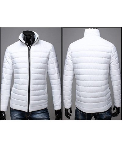 Men's Packable Insulated Light Weight Puffer Down Jacket Autumn Winter Zipper Warm Coat - C-white - CA1933DX39H $40.61 Therma...