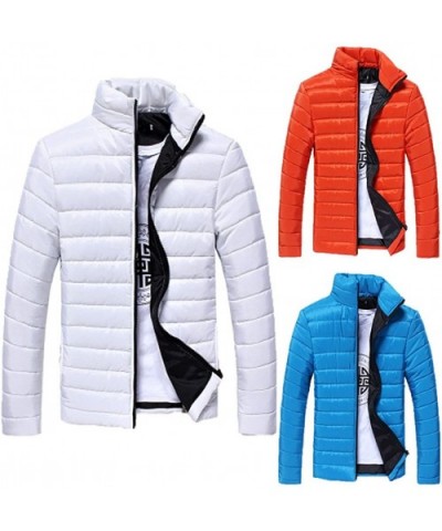 Men's Packable Insulated Light Weight Puffer Down Jacket Autumn Winter Zipper Warm Coat - C-white - CA1933DX39H $40.61 Therma...