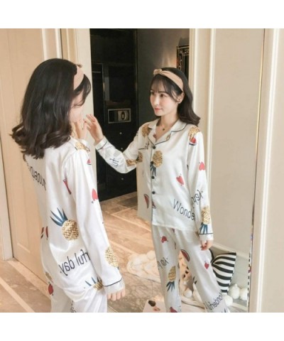 Women's Silk Satin Classic Pajama Set Floral Print Sleepwear Loungewear Nightwear Long Sleeve Button Front Pj Set - Heart Pin...