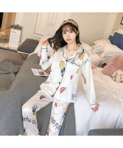 Women's Silk Satin Classic Pajama Set Floral Print Sleepwear Loungewear Nightwear Long Sleeve Button Front Pj Set - Heart Pin...