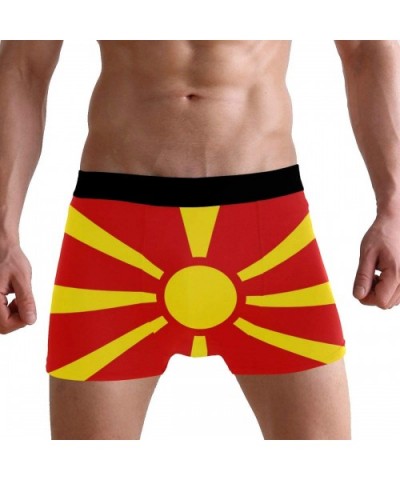 Breathable Boxer Brief Underwear Mens Boys Macedonia Flag - Black - CE18YZ8WO2U $28.41 G-Strings & Thongs