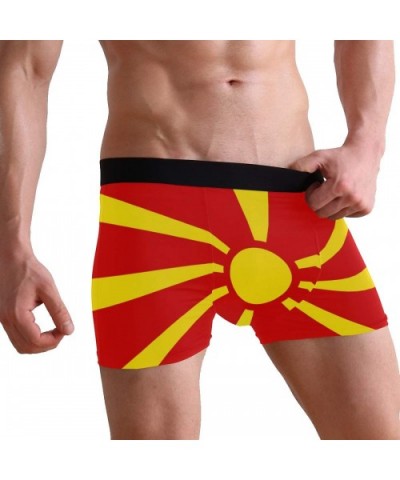 Breathable Boxer Brief Underwear Mens Boys Macedonia Flag - Black - CE18YZ8WO2U $28.41 G-Strings & Thongs