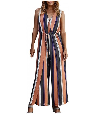 Womens Jumpsuit Strappy V Neck Bandage Loose Playsuit Party - Pink 03 - C9190HQEYXT $34.70 Sets