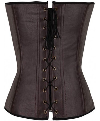 Women Punk Style Bustier Halterneck Corselet Lace Up Body Shaper Boned Waist Cincher Corset - Brown - C318TWEZ68X $55.80 Bust...